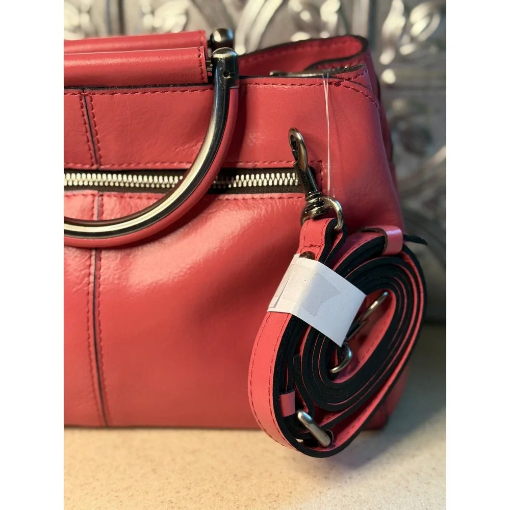 Patricia Nash Novara Satchel Petal Pink Leather Suede Weave Crossbody Bag OS
